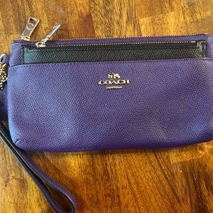 Purple and Black authentic Coach Wristlet 💜